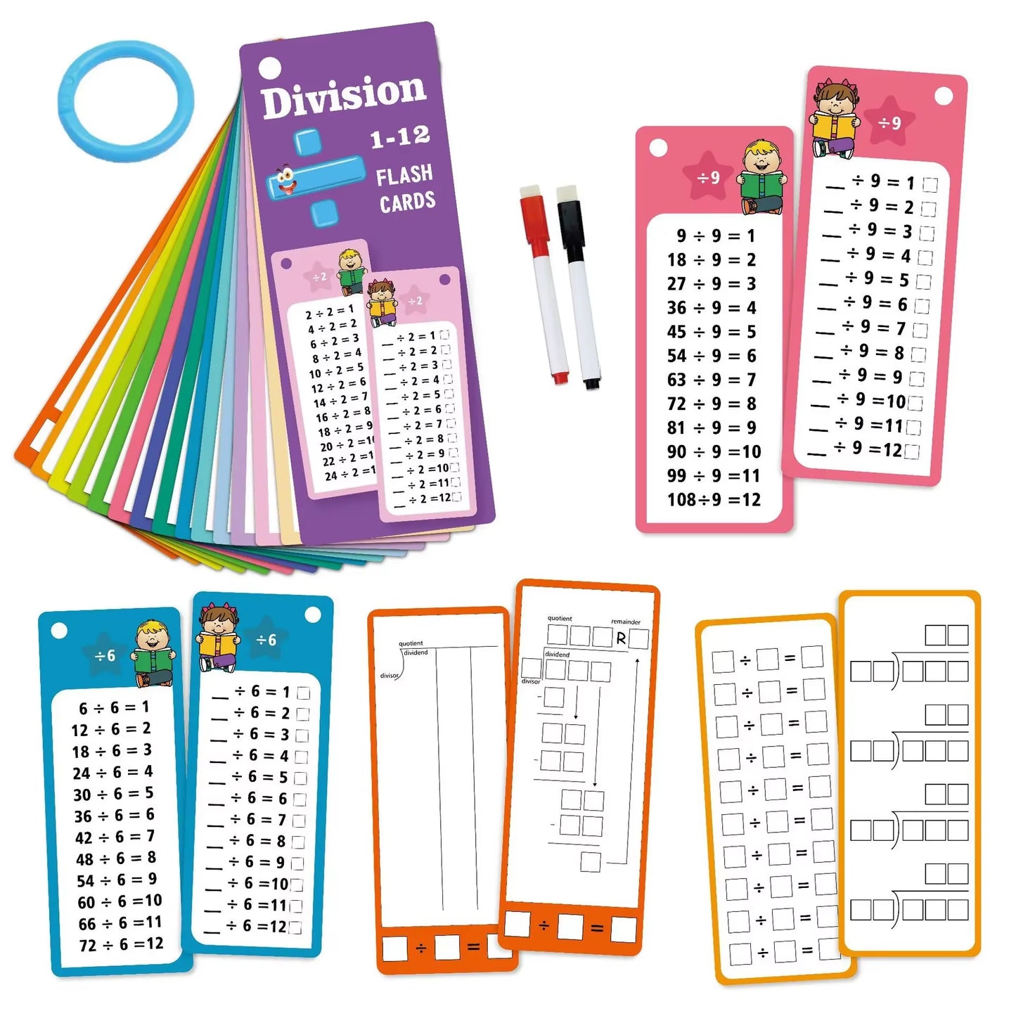 Maths Training Cards Addition Subtraction Multiplication and Division Educational Toys Student Arithmetic with Erasable Pen